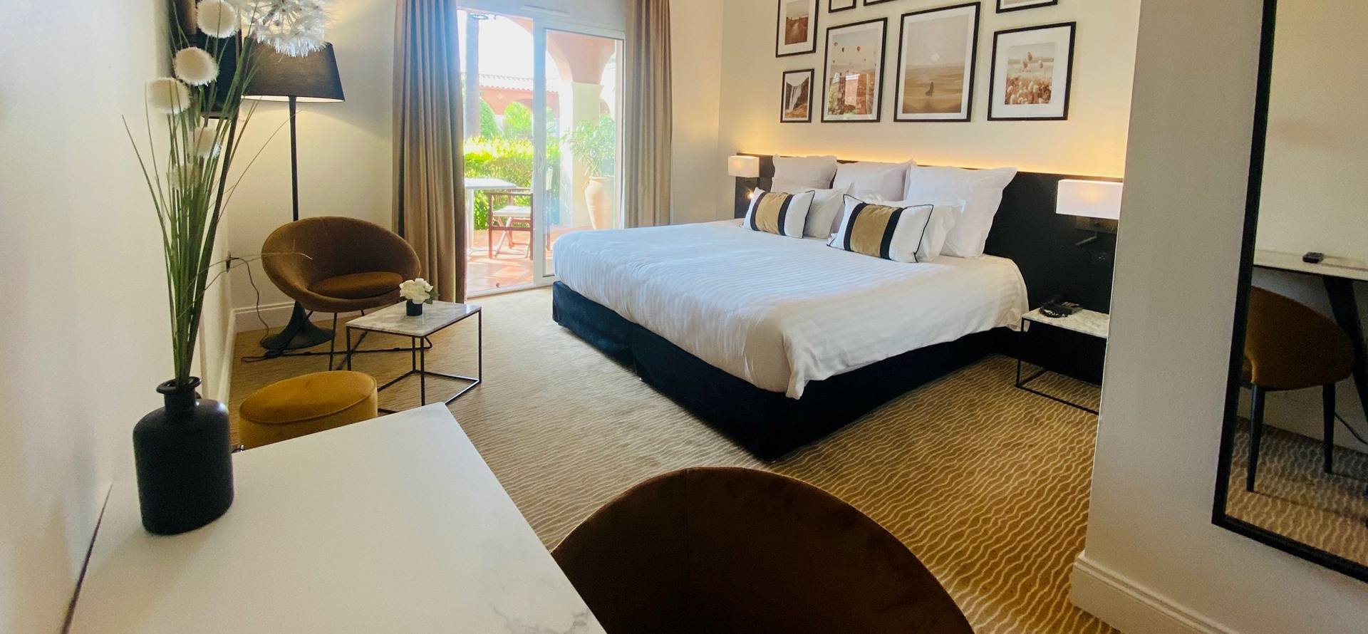 Chambre confort vue jardin avec lit 2 places de l’hôtel 4 étoiles au Cap d’Agde le Palmyra Golf 