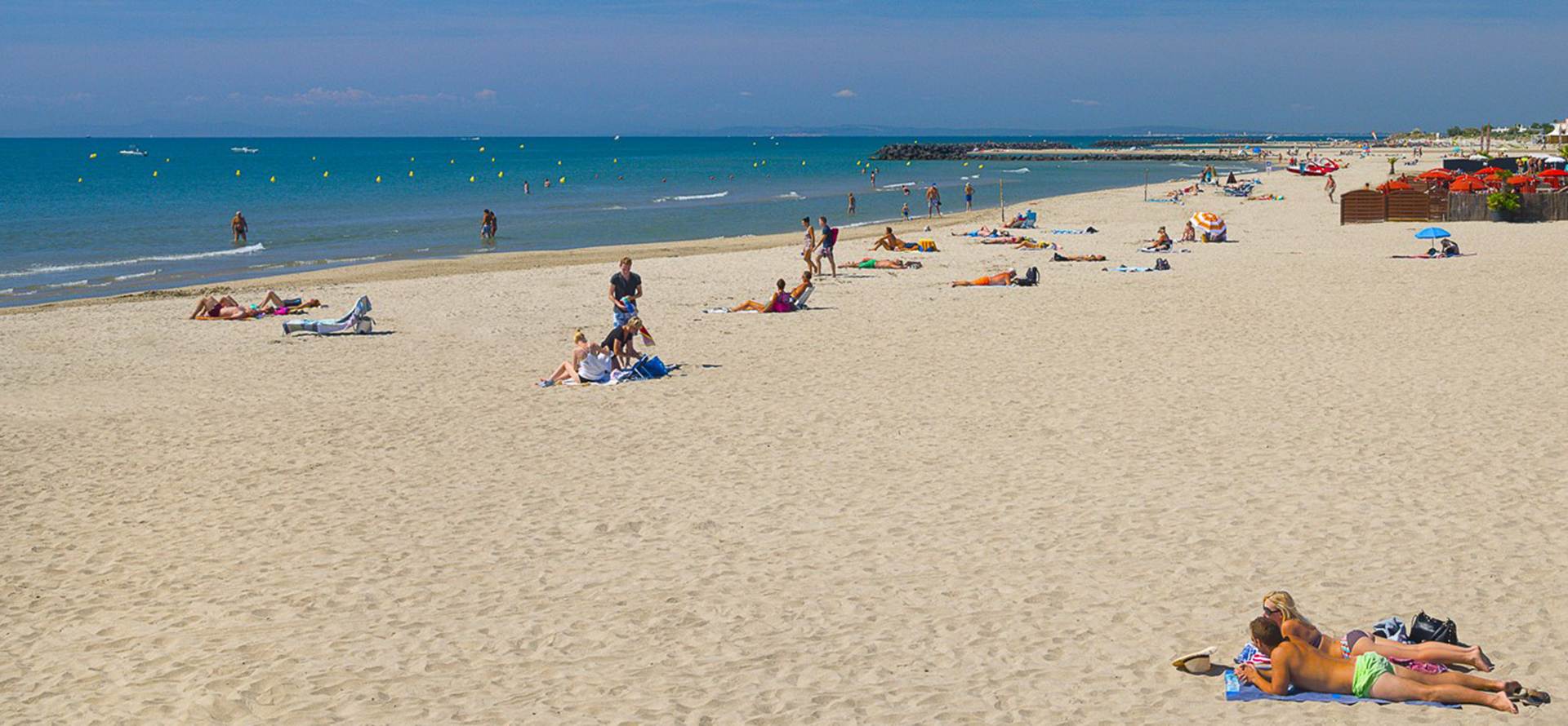 Beach in Cap d’Agde, 800 metres from the Palmyra Golf Hotel.